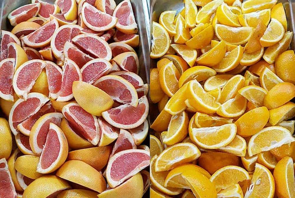 sliced grapefruit